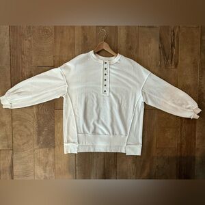 White Long Sleeve Henley Shirt